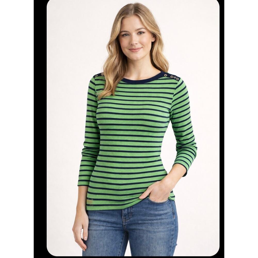 Lauren Ralph Lauren Green & Blue Long Sleeve Boat Neck T-Shirt Women’s Size P/S